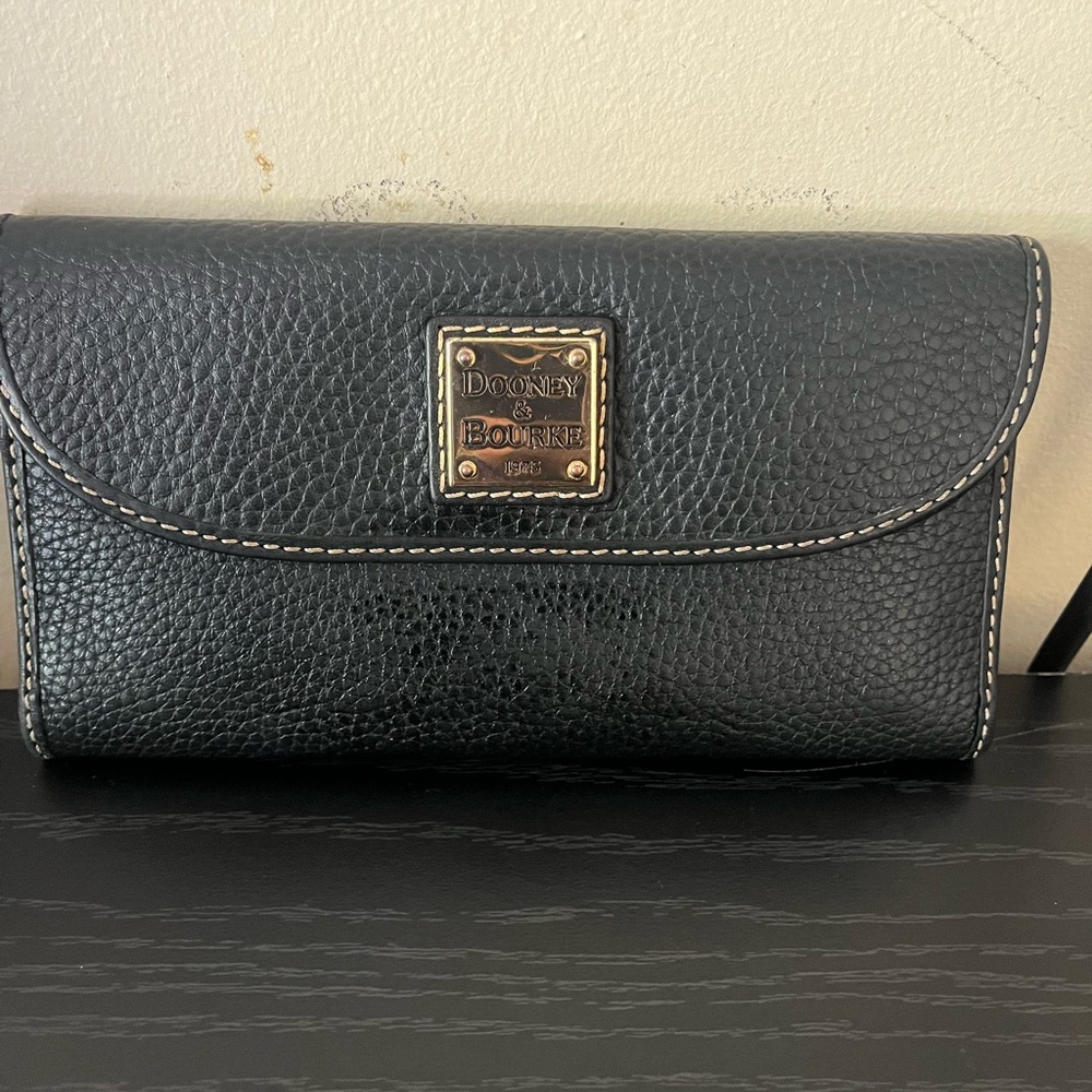Dooney & Bourke Black Wallet with Gold Logo